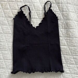 Free people black scalloped top